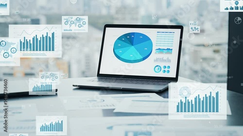 Laptop PC and digital data concept