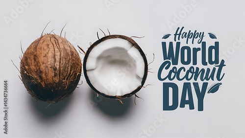 World Coconut Day Celebration Poster Vector Image Illustration