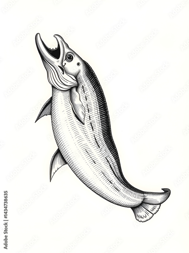 Fototapeta premium Electric Eel hand drawing vintage engraving illustration