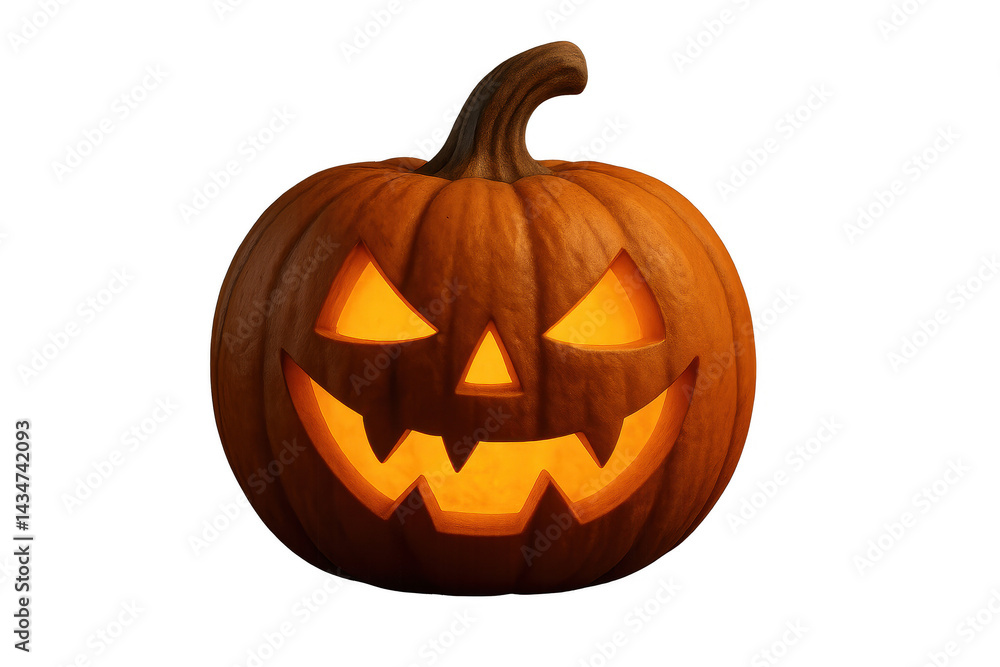 Glowing jack-o'-lantern with spooky carved face on halloween night. Isolated illustration Glowing jack-o'-lantern with spooky carved face on halloween night. Isolated illustration