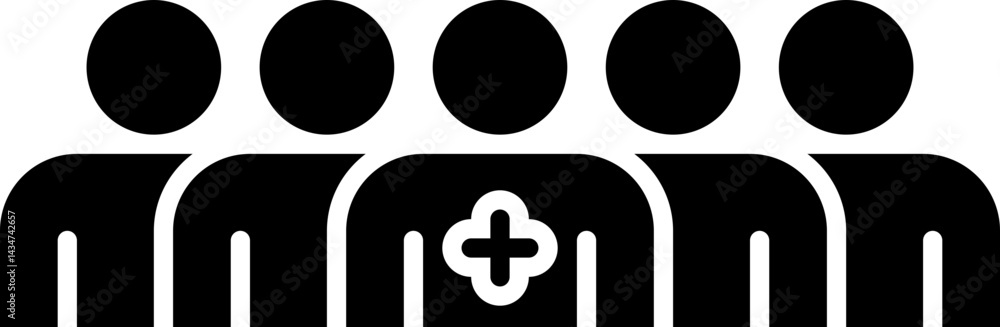 Fototapeta premium People Team Icon Pixel Perfect Design, Silhouette half body figure