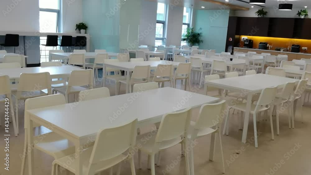 Inside the Corporate Dining Area,White Tables, Coffee and Water Facilities Inside the Corporate Dining Area,White Tables, Coffee and Water Facilities