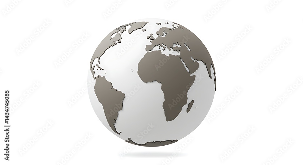 Fototapeta premium World Globe Illustration Showing Continents on White