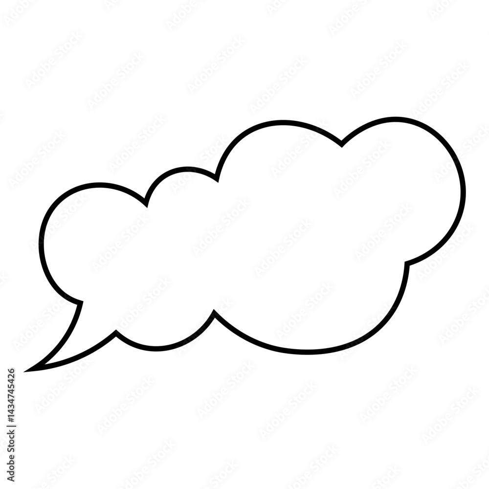 Speech Bubble Icon with Simple Design. Black and White Color. Vector Illustration. Speech Bubble Icon with Simple Design. Black and White Color. Vector Illustration.