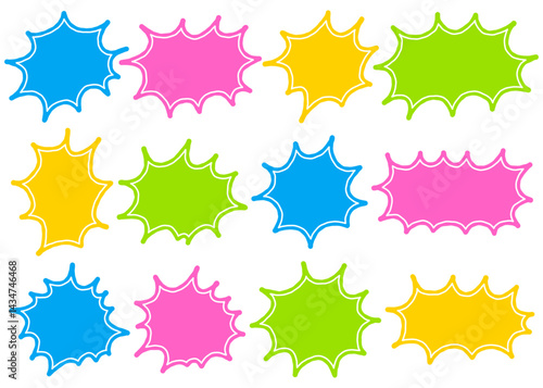 漫画風の吹き出しのセット、手書き、とげとげ、フレーム