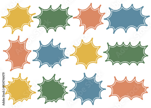 漫画風の吹き出しのセット、手書き、とげとげ、フレーム