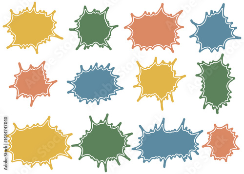 漫画風の吹き出しのセット、手書き、とげとげ、フレーム