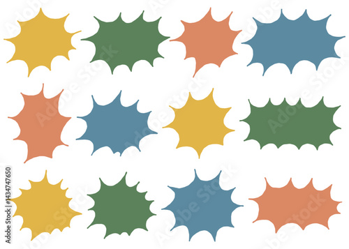 漫画風の吹き出しのセット、手書き、とげとげ、フレーム、シルエット