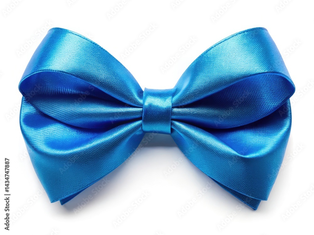 Blue Bow, Isolated White Background: Elegant Ribbon, Studio Shot, Photography Blue Bow, Isolated White Background: Elegant Ribbon, Studio Shot, Photography