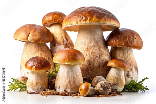 Boletus Edulis Mushroom Photography: High-Resolution Cep Images, White Background, Isolated Fungi Stock Photos