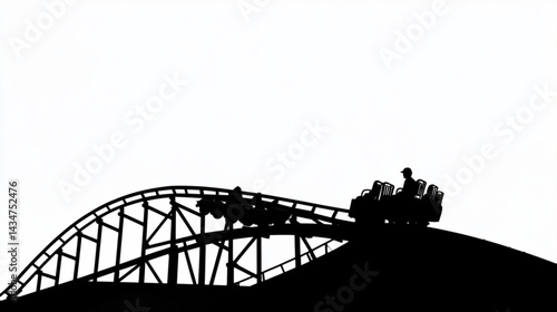 Roller coaster silhouette thrill ride amusement park extreme recreation adrenaline adventure fun park theme park