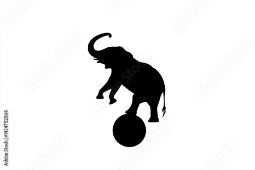 Black elephant balancing on ball silhouette circus animal vector illustration design art 95
