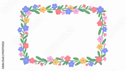 Wallpaper Mural Verbena hybrida Pattern, flower vector pattern surrounds a border. Torontodigital.ca