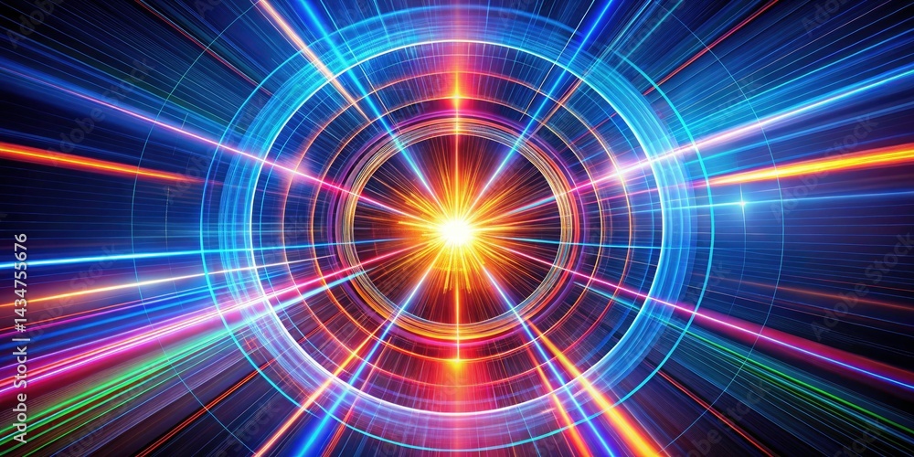 Abstract Concentric Circles Laser Beams Art - Digital Psychedelic Light Beams Design Abstract Concentric Circles Laser Beams Art - Digital Psychedelic Light Beams Design
