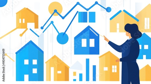 Woman analyzing real estate market growth