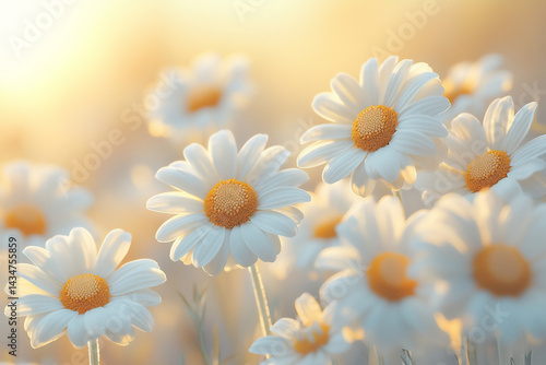 name : fresh warm white marguerite wall, mystical macro bloom,
