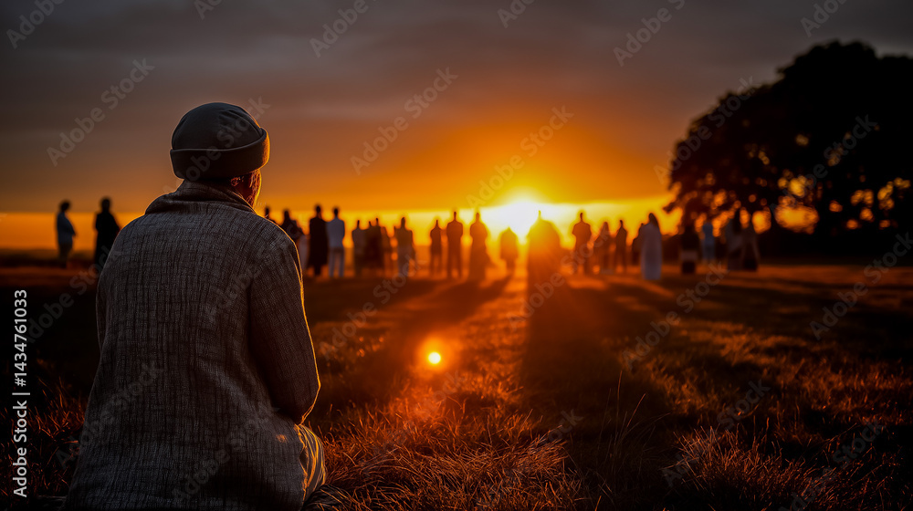Fototapeta premium Multifaith Prayer at Sunrise