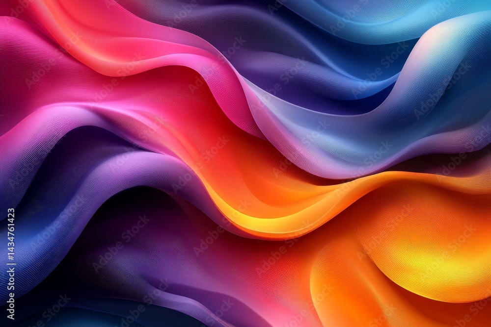 Fototapeta premium Colorful abstract waves, flowing fabric background, design element