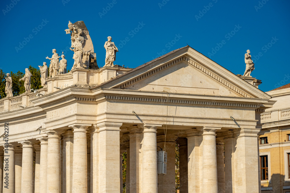 Obraz premium The Papal Basilica of Saint Peter in the Vatican, or simply Saint Peter's Basilica, is a church of the Italian High Renaissance located in Vatican City, an independent microstate enclaved within the c