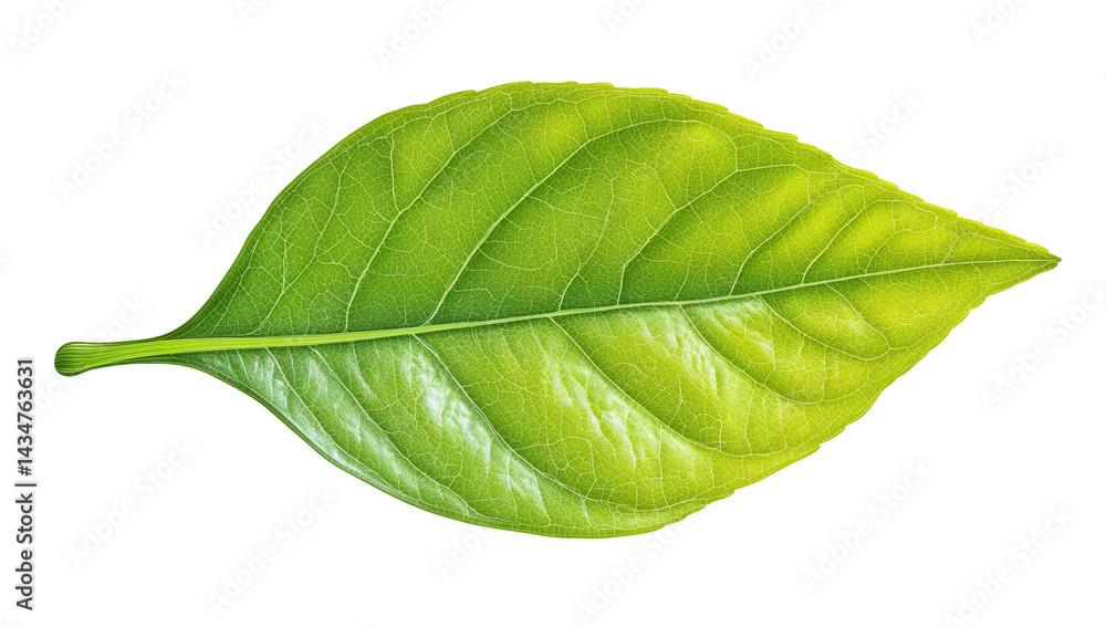 Obraz premium Fresh Green Leaf Closeup Isolated on White Background