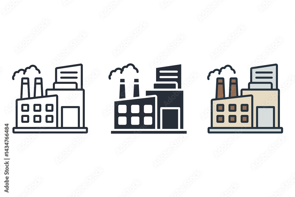 factory icons isolated on White Background. Flat style design factory icons isolated on White Background. Flat style design