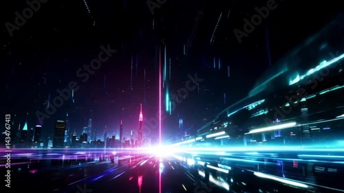 4k cyberpunk uploading progress bar animation with neon gradients glitch effects and minimalist black background
