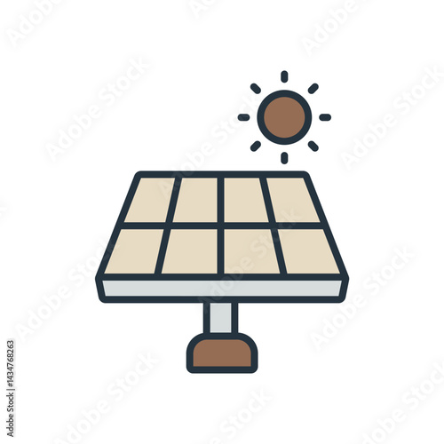 solar power icons isolated on White Background. Flat style design