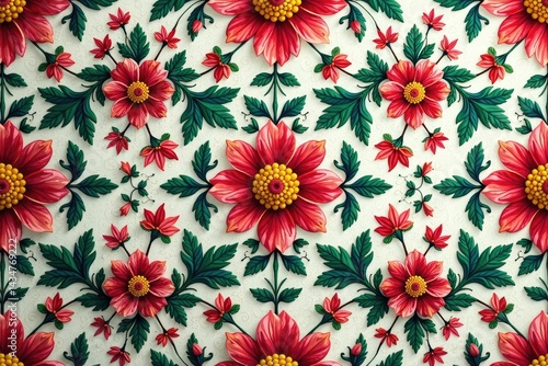 Intricate floral pattern, repeating seamlessly, delicate, vintage, illustration