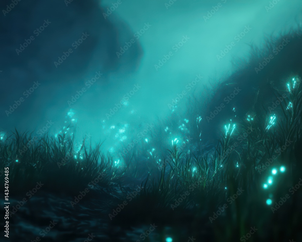 Fototapeta premium Glowing underwater forest