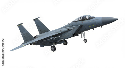 Fighter Jet Isolated Flying on White Background Military Aircraft Illustration