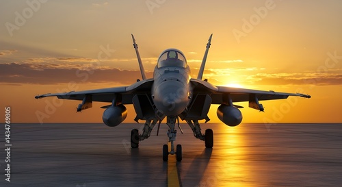Wallpaper Mural A frontal picture of an F A 18 Hornet fighter jet in the setting sun. Generative AI Torontodigital.ca
