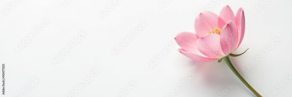 Fototapeta premium Simple and elegant flower against a plain white background, simplicity, calm, clean