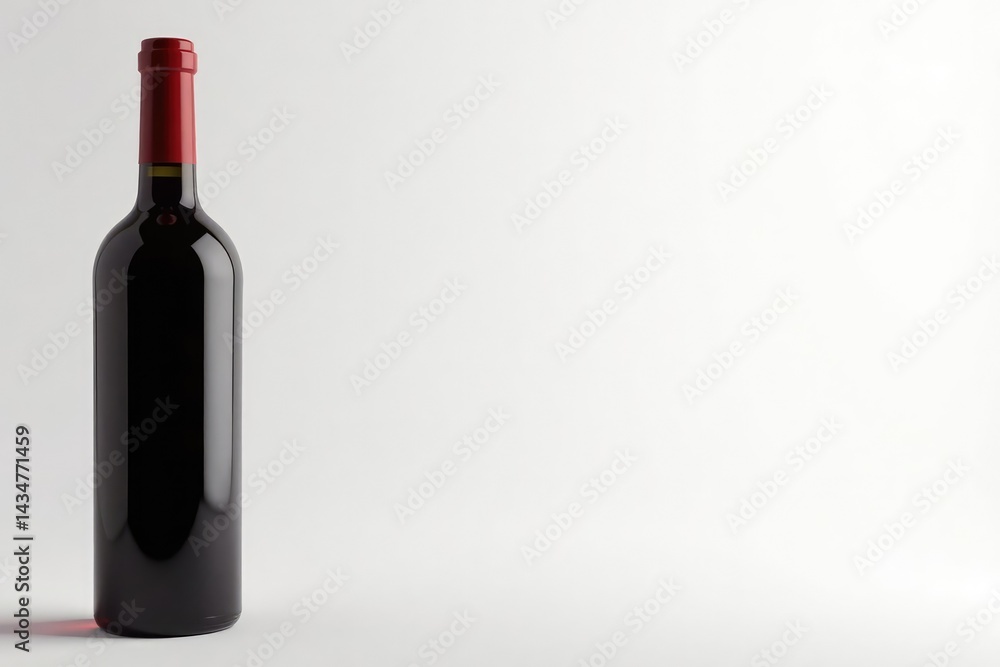 Single red wine bottle, elegant white setting, product photography, vino Single red wine bottle, elegant white setting, product photography, vino
