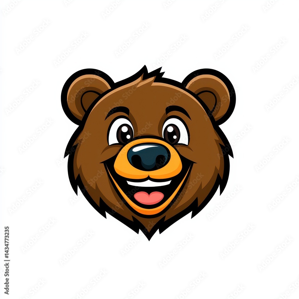 Obraz premium Cartoon bear head with expressive eyes and cheerful smile