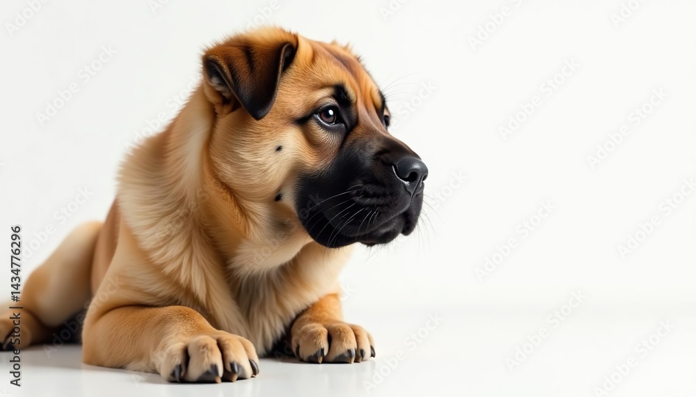 Obraz premium Imposing Mastiff, serene expression, pure white backdrop, giant, dog, mastiff