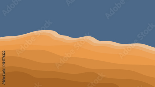 Abstract logo pattern of sand, dunes, beach, steep rocks, mountains, desert with wavy lines in beige. Logo template, icon, badge, pictogram, symbol, sign for tourism, travel, interesting places