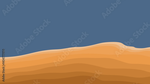 Abstract logo pattern of sand, dunes, beach, steep rocks, mountains, desert with wavy lines in beige. Logo template, icon, badge, pictogram, symbol, sign for tourism, travel, interesting places