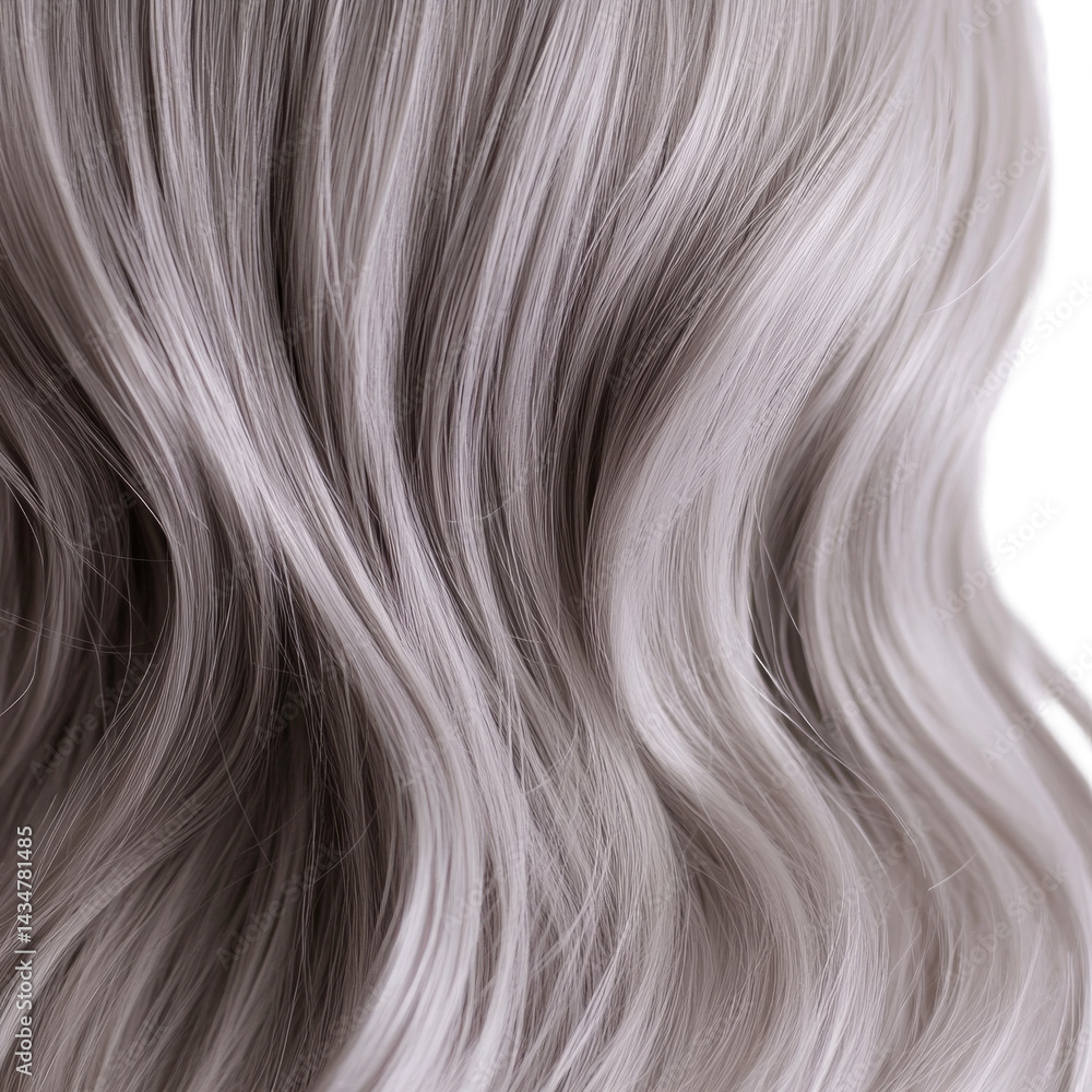 Naklejka premium Intricate flow of ash blonde tresses with a wispy texture on a clear foundation, capturing ethereal beauty