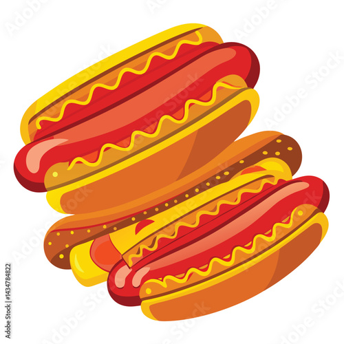 American hot dogs set  isolated on white background