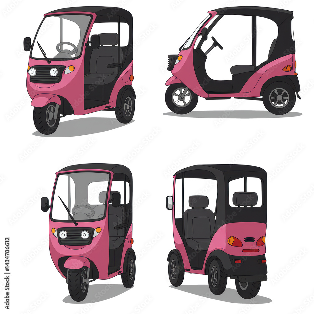 Fototapeta premium Pink Three-Wheeled Vehicle Illustrations