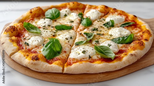 Delicious margherita pizza kitchen food photography bright setting close-up culinary delight