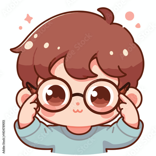 vector image of a little boy wearing cute glasses