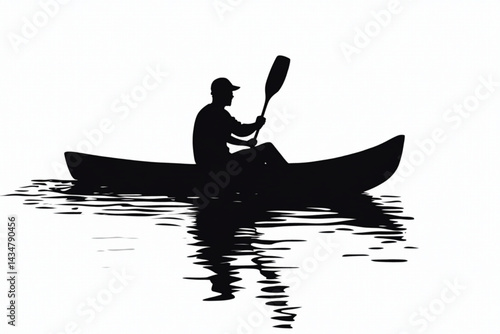 Silhouette of man, kayaking on water, kayaking, kayak sport, kayak activities, water sport.