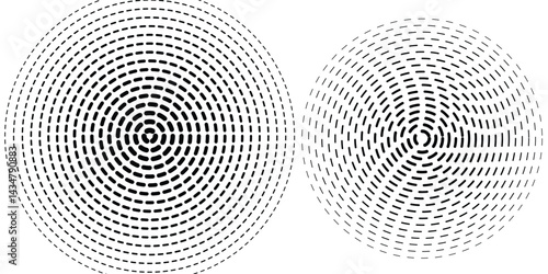 Halftone collection. Circle halftone dots gradient elements, Pop art,  vintage or retro graphic style, abstract spotted shapes isolated on white. Vector illustration texture set, usable as decorative