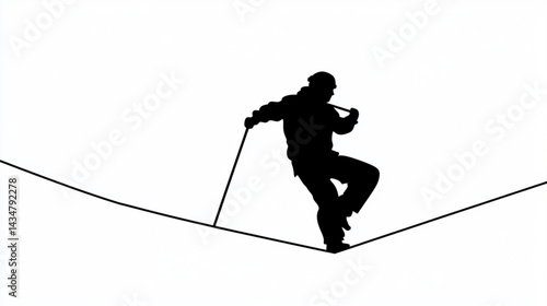 Find silhouette tightrope walker balance beam highwire performer vector illustration art 95