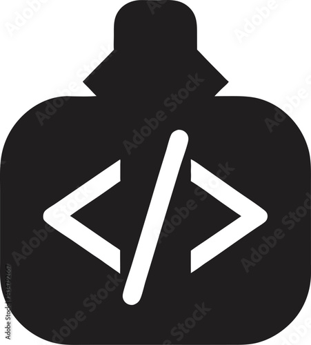 code-silhouette icon on a white background