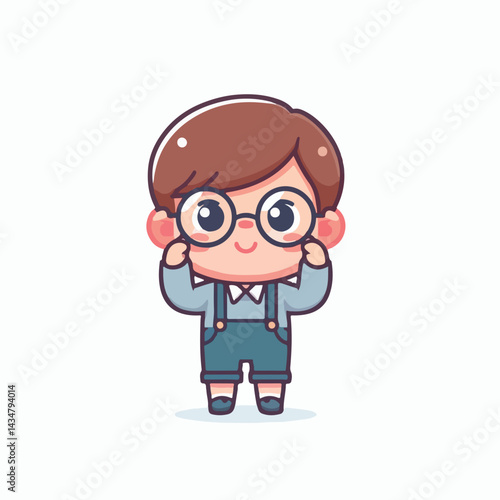vector image of a little boy wearing cute glasses