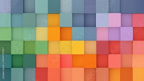 Vibrant arrangement of colorful tiles showcasing texture and pattern in a creative display.