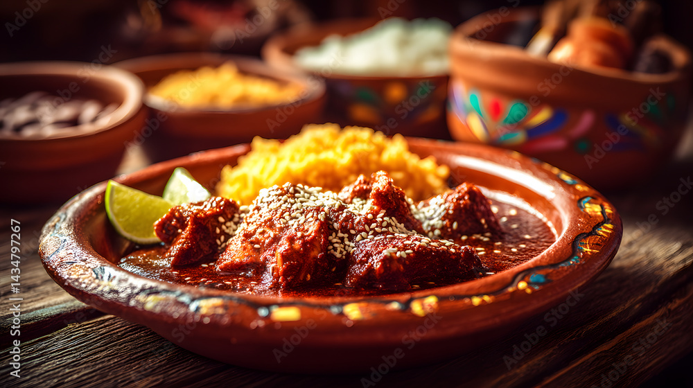 Authentic Mole Poblano Dinner with Traditional Side Dishes Authentic Mole Poblano Dinner with Traditional Side Dishes