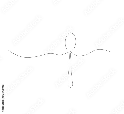 continuous line drawing of spoon isolated on white background. Vector illustration of cooking, kitchen and table manners concept.